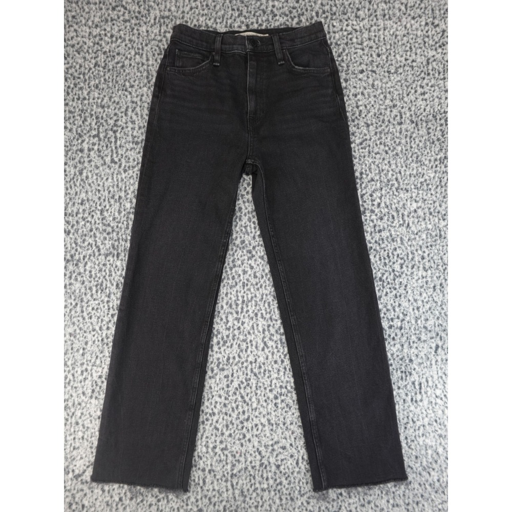 Hudson Remi Fab Jeans Women‎ Size 26 Black Good High Rise Raw Hem Straight Leg